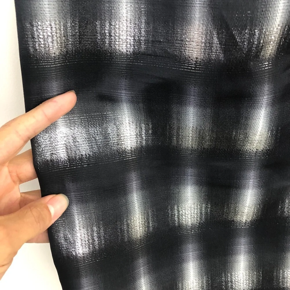Tory Burch Sleeveless Silk Metallic Plaid Knee Length Dress